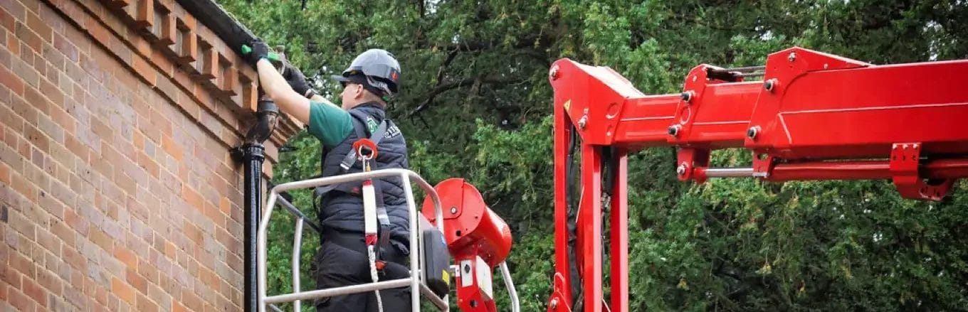 PP Gutters roof and gutter cleaning services. Before and after showing a tiled roof clean.