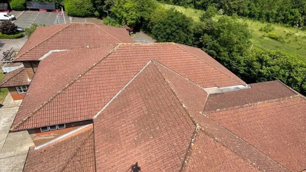 PP Gutters roof and gutter cleaning services. A photo of the roofs of houses after PP Gutters carried out cleaning services