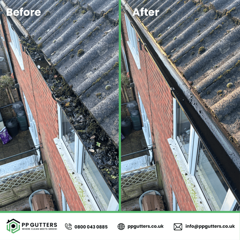 Professional team performing gutter cleaning services in London, ensuring clear drainage and property protection